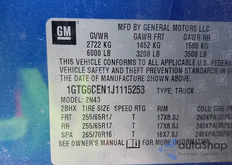 2018 GMC Canyon Sle from USA, damaged, VIN 1GTG6CEN1J1115253